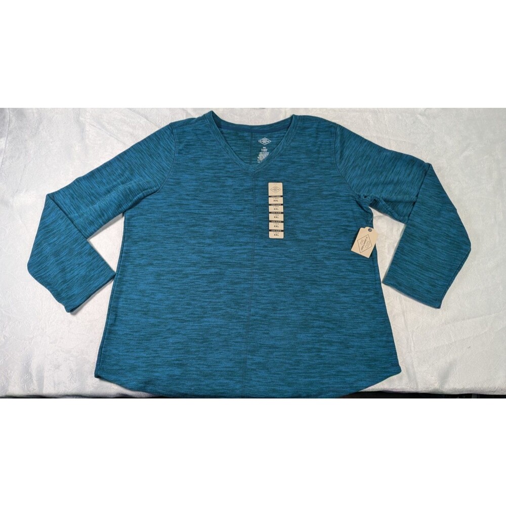 NWT St. John’s Bay Women’s XXL Polar Fleece V-Neck Pullover Top Teal